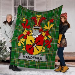 Scottish Mandevile Coat of Arms Family Crest Ireland Blanket Irish National Tartan Irish County Blanket