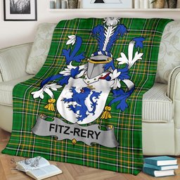 Scottish Fitz-Rery Coat of Arms Family Crest Ireland Blanket Irish National Tartan Irish County Blanket