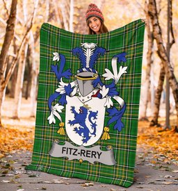 Scottish Fitz-Rery Coat of Arms Family Crest Ireland Blanket Irish National Tartan Irish County Blanket
