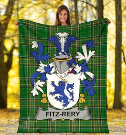 Scottish Fitz-Rery Coat of Arms Family Crest Ireland Blanket Irish National Tartan Irish County Blanket