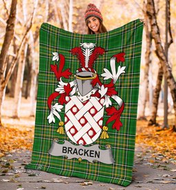 Scottish Bracken or O'Bracken Coat of Arms Family Crest Ireland Blanket Irish National Tartan Irish County Blanket