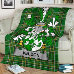 Scottish Veldon Coat of Arms Family Crest Ireland Blanket Irish National Tartan Irish County Blanket