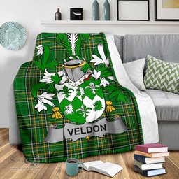 Scottish Veldon Coat of Arms Family Crest Ireland Blanket Irish National Tartan Irish County Blanket