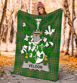 Scottish Veldon Coat of Arms Family Crest Ireland Blanket Irish National Tartan Irish County Blanket