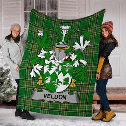 Scottish Veldon Coat of Arms Family Crest Ireland Blanket Irish National Tartan Irish County Blanket