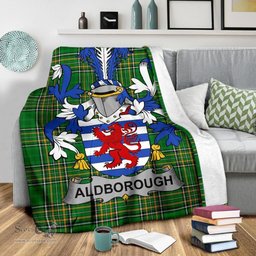 Scottish Aldborough Coat of Arms Family Crest Ireland Blanket Irish National Tartan Irish County Blanket