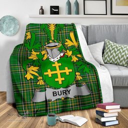 Scottish Bury or Berry Coat of Arms Family Crest Ireland Blanket Irish National Tartan Irish County Blanket