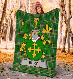Scottish Bury or Berry Coat of Arms Family Crest Ireland Blanket Irish National Tartan Irish County Blanket