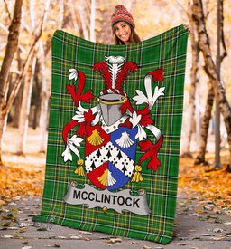 Scottish McClintock Coat of Arms Family Crest Ireland Blanket Irish National Tartan Irish County Blanket