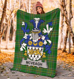 Scottish McVeagh or McFingah Coat of Arms Family Crest Ireland Blanket Irish National Tartan Irish County Blanket