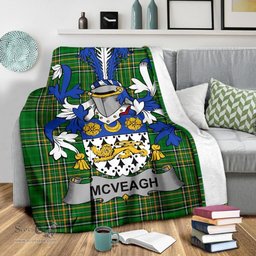 Scottish McVeagh or McFingah Coat of Arms Family Crest Ireland Blanket Irish National Tartan Irish County Blanket