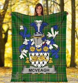 Scottish McVeagh or McFingah Coat of Arms Family Crest Ireland Blanket Irish National Tartan Irish County Blanket