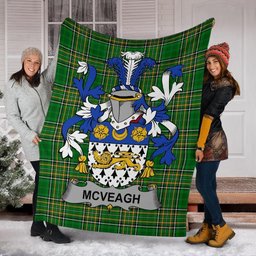 Scottish McVeagh or McFingah Coat of Arms Family Crest Ireland Blanket Irish National Tartan Irish County Blanket