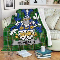 Scottish McVeagh or McFingah Coat of Arms Family Crest Ireland Blanket Irish National Tartan Irish County Blanket