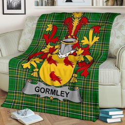 Scottish Gormley or O'Gormley Coat of Arms Family Crest Ireland Blanket Irish National Tartan Irish County Blanket