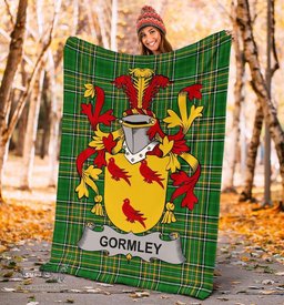 Scottish Gormley or O'Gormley Coat of Arms Family Crest Ireland Blanket Irish National Tartan Irish County Blanket