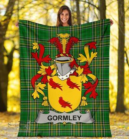Scottish Gormley or O'Gormley Coat of Arms Family Crest Ireland Blanket Irish National Tartan Irish County Blanket