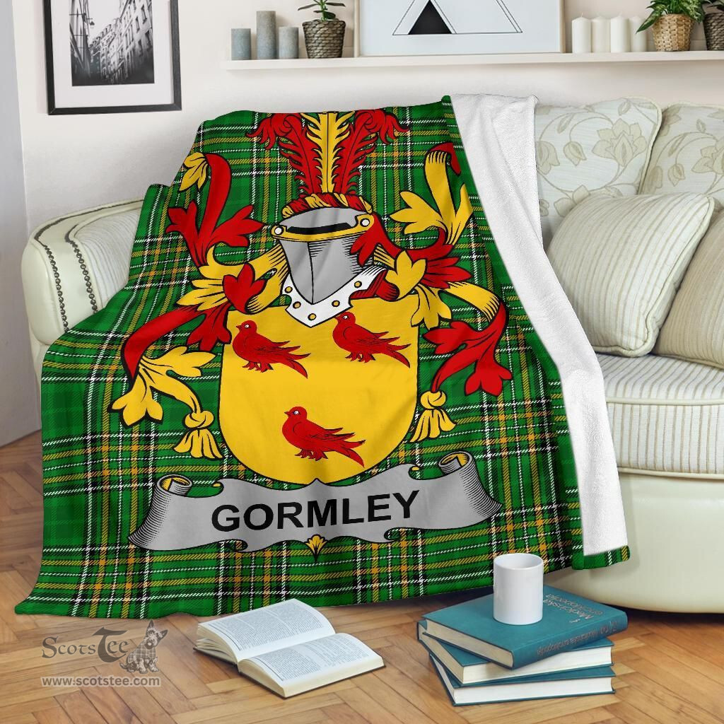 Scottish Gormley or O'Gormley Coat of Arms Family Crest Ireland Blanket Irish National Tartan Irish County Blanket