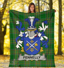 Scottish Fennelly or O'Fennelly Coat of Arms Family Crest Ireland Blanket Irish National Tartan Irish County Blanket
