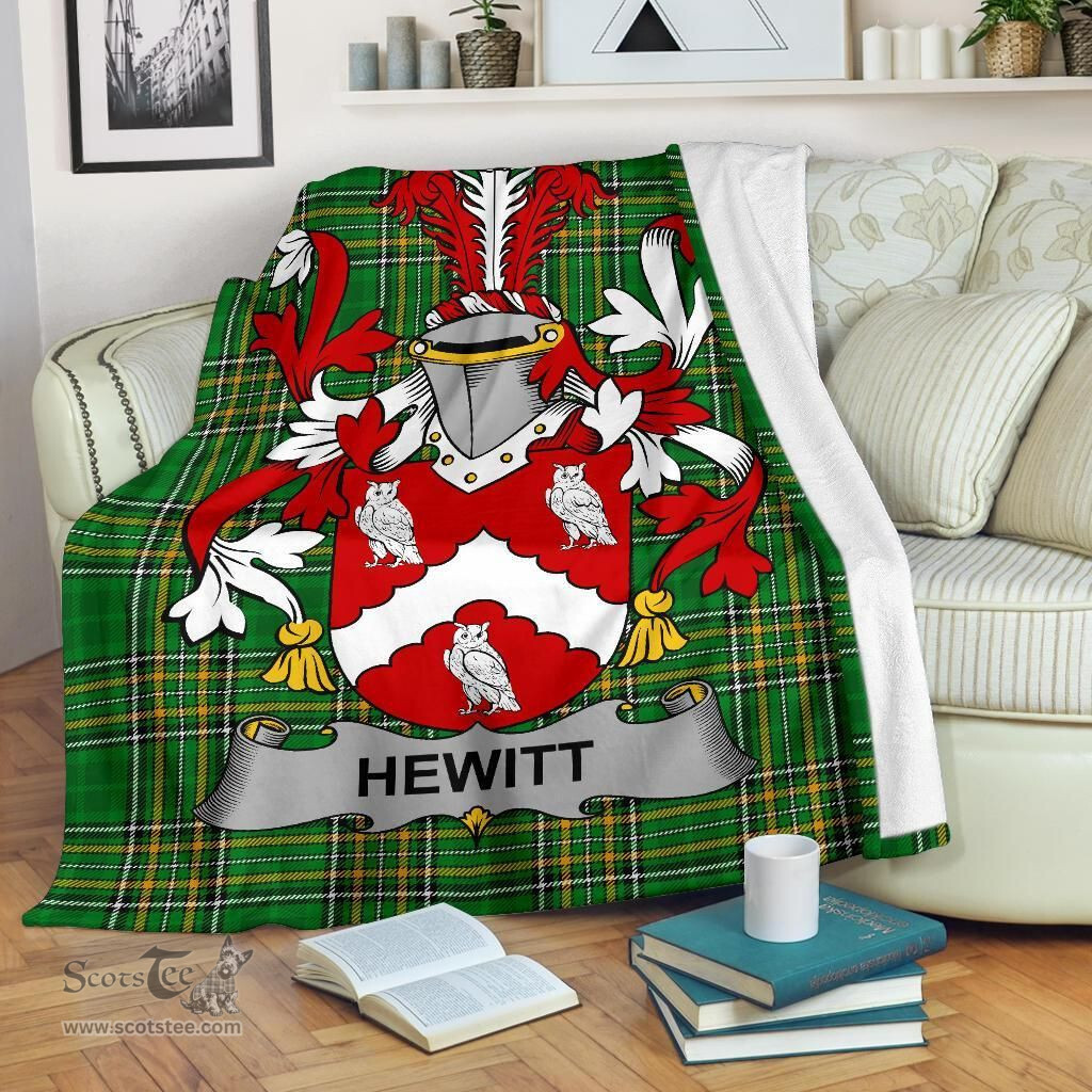 Scottish Hewitt Coat of Arms Family Crest Ireland Blanket Irish National Tartan Irish County Blanket