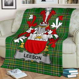 Scottish Leeson Coat of Arms Family Crest Ireland Blanket Irish National Tartan Irish County Blanket