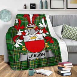 Scottish Leeson Coat of Arms Family Crest Ireland Blanket Irish National Tartan Irish County Blanket