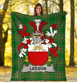 Scottish Leeson Coat of Arms Family Crest Ireland Blanket Irish National Tartan Irish County Blanket