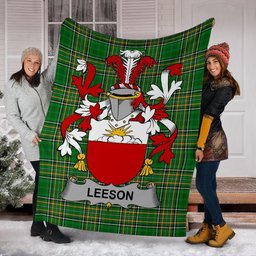 Scottish Leeson Coat of Arms Family Crest Ireland Blanket Irish National Tartan Irish County Blanket
