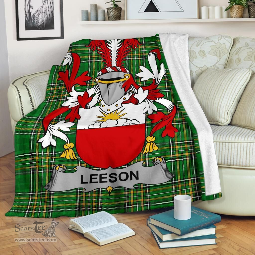 Scottish Leeson Coat of Arms Family Crest Ireland Blanket Irish National Tartan Irish County Blanket