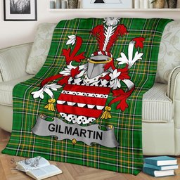 Scottish Gilmartin or Kilmartin Coat of Arms Family Crest Ireland Blanket Irish National Tartan Irish County Blanket