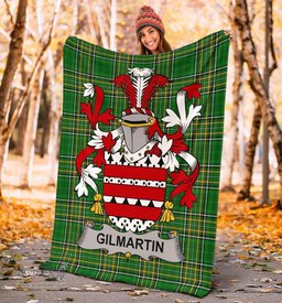 Scottish Gilmartin or Kilmartin Coat of Arms Family Crest Ireland Blanket Irish National Tartan Irish County Blanket