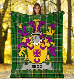 Scottish Begg Coat of Arms Family Crest Ireland Blanket Irish National Tartan Irish County Blanket