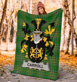 Scottish Carroll or O'Carroll Coat of Arms Family Crest Ireland Blanket Irish National Tartan Irish County Blanket