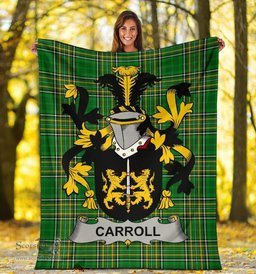 Scottish Carroll or O'Carroll Coat of Arms Family Crest Ireland Blanket Irish National Tartan Irish County Blanket