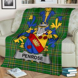 Scottish Penrose Coat of Arms Family Crest Ireland Blanket Irish National Tartan Irish County Blanket