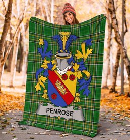 Scottish Penrose Coat of Arms Family Crest Ireland Blanket Irish National Tartan Irish County Blanket