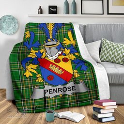 Scottish Penrose Coat of Arms Family Crest Ireland Blanket Irish National Tartan Irish County Blanket