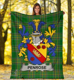 Scottish Penrose Coat of Arms Family Crest Ireland Blanket Irish National Tartan Irish County Blanket