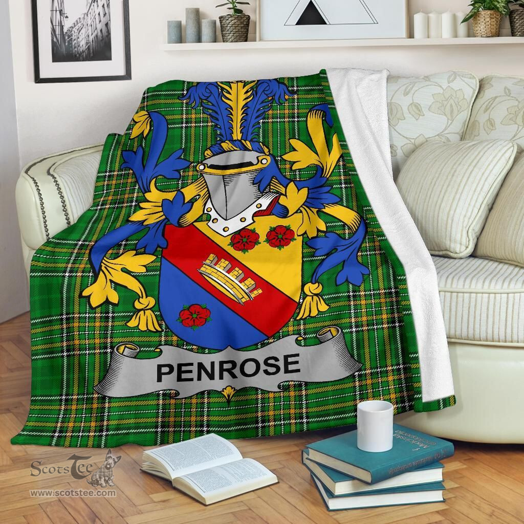 Scottish Penrose Coat of Arms Family Crest Ireland Blanket Irish National Tartan Irish County Blanket