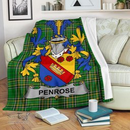 Scottish Penrose Coat of Arms Family Crest Ireland Blanket Irish National Tartan Irish County Blanket