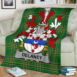 Scottish Delaney or O'Delany Coat of Arms Family Crest Ireland Blanket Irish National Tartan Irish County Blanket