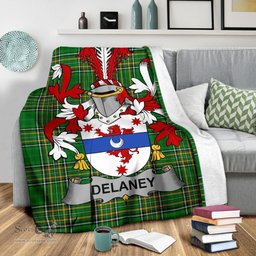 Scottish Delaney or O'Delany Coat of Arms Family Crest Ireland Blanket Irish National Tartan Irish County Blanket