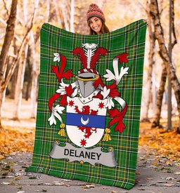Scottish Delaney or O'Delany Coat of Arms Family Crest Ireland Blanket Irish National Tartan Irish County Blanket