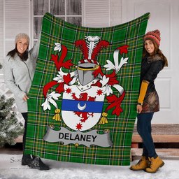 Scottish Delaney or O'Delany Coat of Arms Family Crest Ireland Blanket Irish National Tartan Irish County Blanket