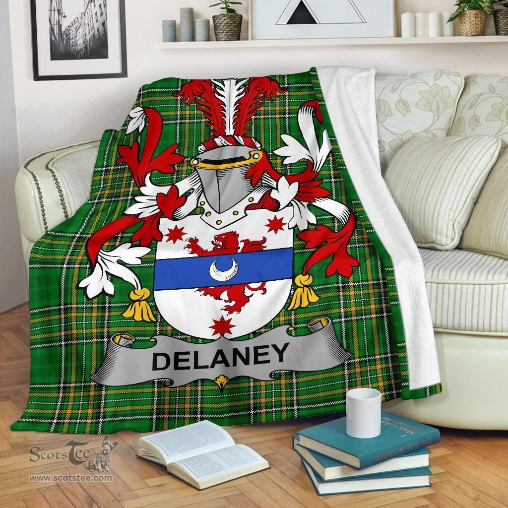 Scottish Delaney or O'Delany Coat of Arms Family Crest Ireland Blanket Irish National Tartan Irish County Blanket