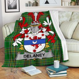 Scottish Delaney or O'Delany Coat of Arms Family Crest Ireland Blanket Irish National Tartan Irish County Blanket