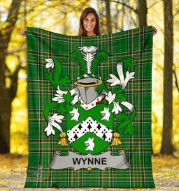 Scottish Wynne Coat of Arms Family Crest Ireland Blanket Irish National Tartan Irish County Blanket