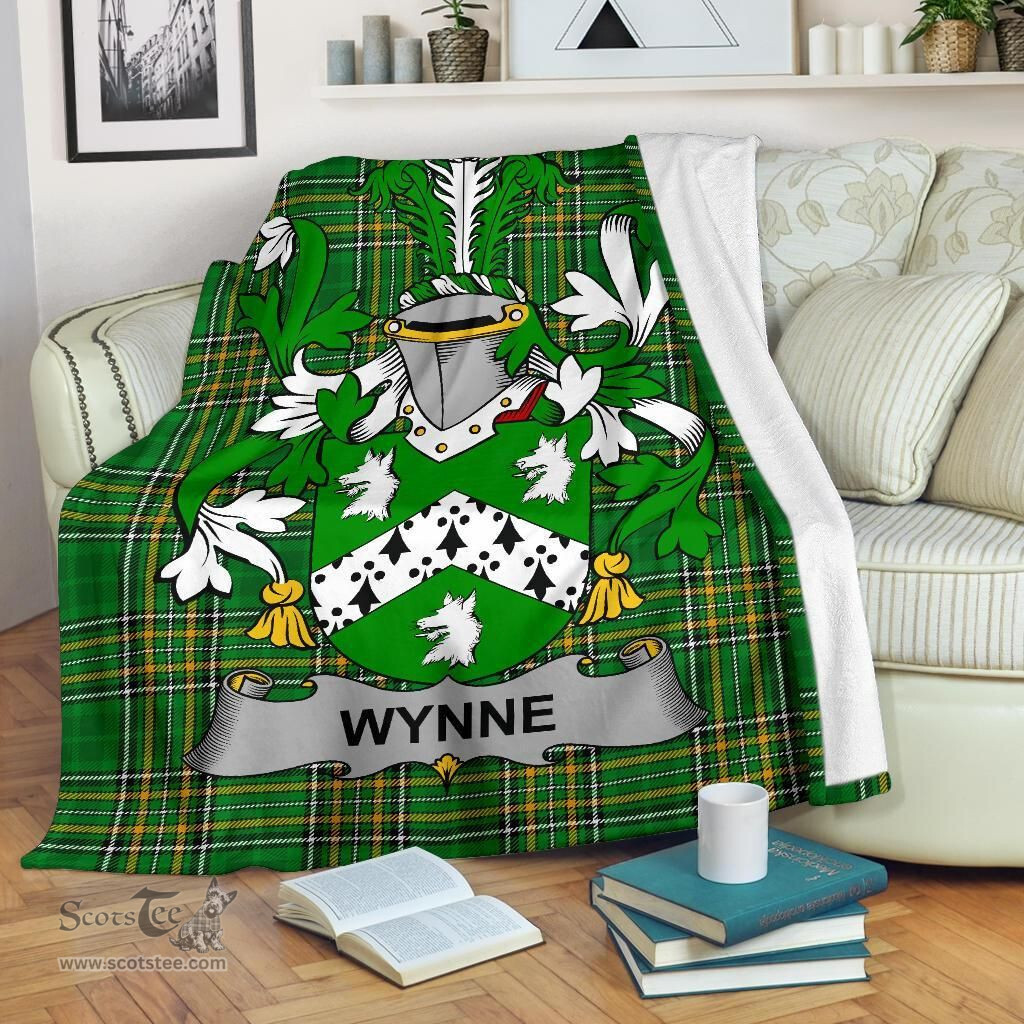 Scottish Wynne Coat of Arms Family Crest Ireland Blanket Irish National Tartan Irish County Blanket