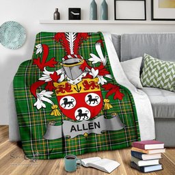 Scottish Allen Coat of Arms Family Crest Ireland Blanket Irish National Tartan Irish County Blanket