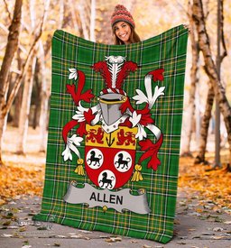 Scottish Allen Coat of Arms Family Crest Ireland Blanket Irish National Tartan Irish County Blanket